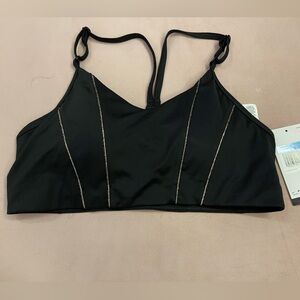 Nike Yoga Dri-FIT Indy metallic tape light support bra in black